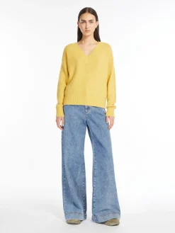 Alpaca and cotton V-neck sweater