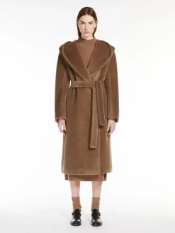 Alpaca and wool coat with belt
