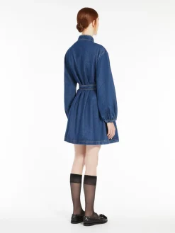 Belted denim dress