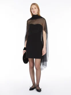 Bustier minidress in velvet and sablé