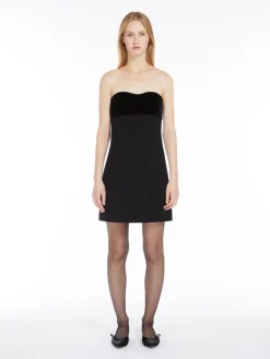 Bustier minidress in velvet and sablé