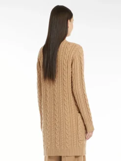 Cable-knit cashmere and wool cardigan