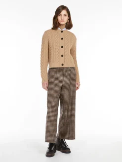 Cable-knit wool cardigan