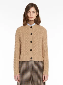 Cable-knit wool cardigan