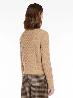 Cable-knit wool cardigan