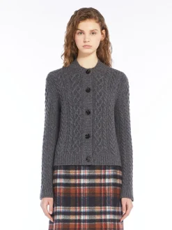 Cable-knit wool cardigan