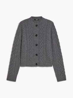 Cable-knit wool cardigan