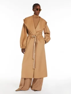 Camel coat with hood
