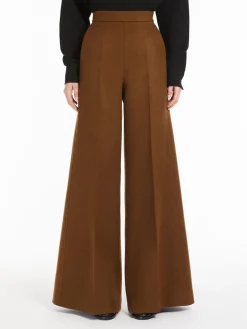 Camel hair palazzo trousers
