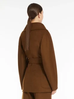 Camel wrap-over jacket