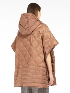 Cape with hood in water-repellent canvas