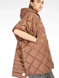Cape with hood in water-repellent canvas