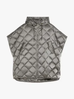 Cape with hood in water-repellent canvas