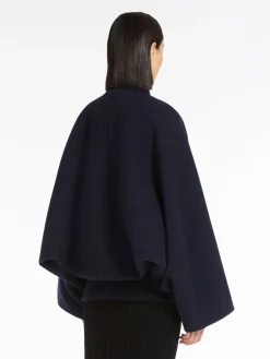 Cape-effect cashmere coat