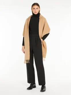 Cashmere blend scarf with hood