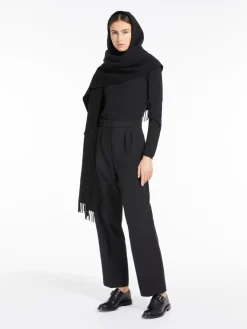 Cashmere blend scarf with hood