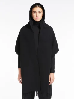 Cashmere blend scarf with hood