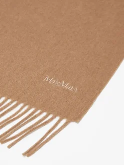 Cashmere stole with embroidery and fringes