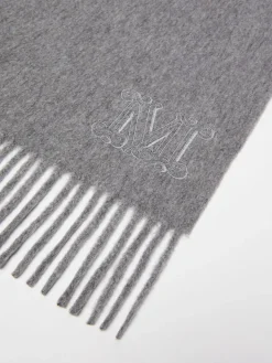 Cashmere stole with monogram embroidery