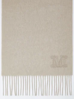 Cashmere stole with monogram embroidery