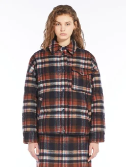 Chequered flannel down jacket
