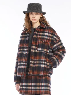 Chequered flannel down jacket