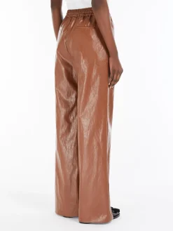 Coated fabric palazzo trousers