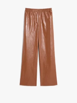 Coated fabric palazzo trousers