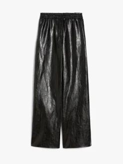 Coated fabric palazzo trousers