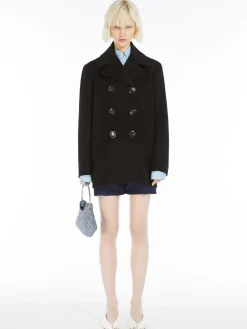 Cocoon-fit double-breasted pea coat