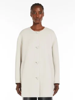 Cocoon-style midi coat in wool