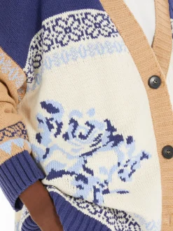 Colour-block cardigan in cotton yarn