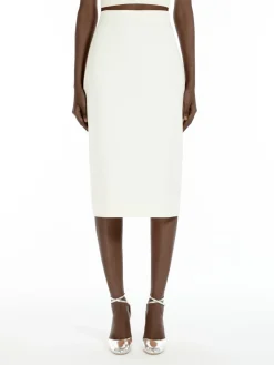 Cotton canvas midi skirt