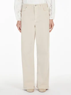 Cotton drill wide-leg trousers