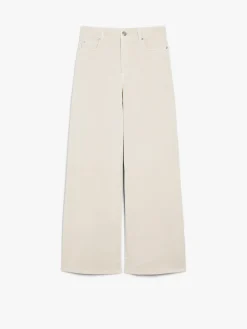 Cotton drill wide-leg trousers