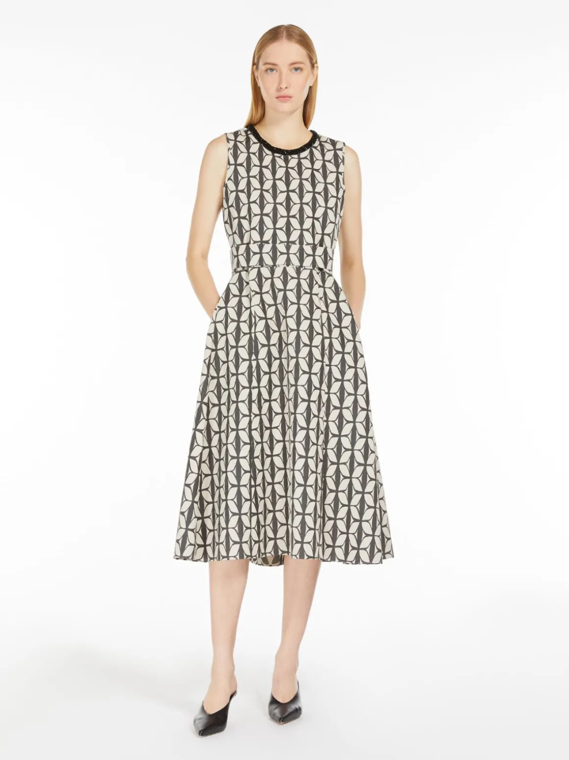 Cotton jacquard midi dress
