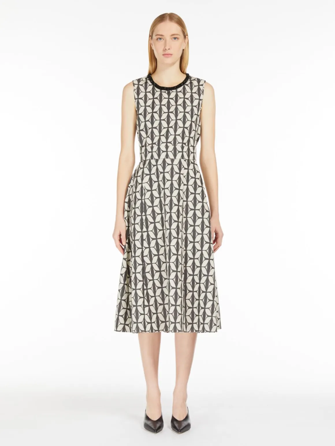 Cotton jacquard midi dress