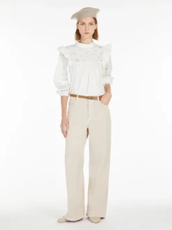 Cotton poplin and jersey top