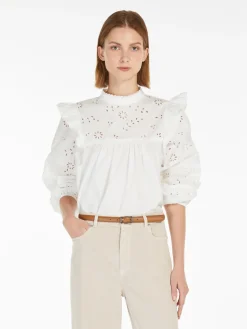 Cotton poplin and jersey top