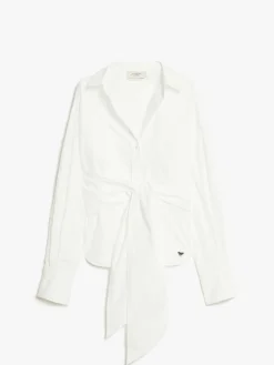 Cotton poplin crossover shirt