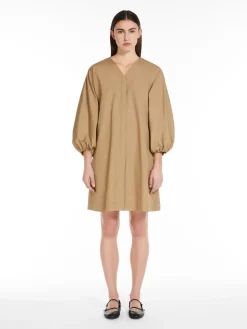 Cotton poplin V-neck dress