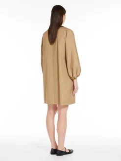 Cotton poplin V-neck dress