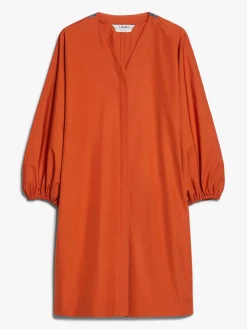 Cotton poplin V-neck dress