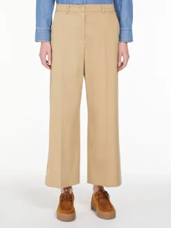 Cotton satin cropped trousers