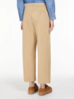 Cotton satin cropped trousers