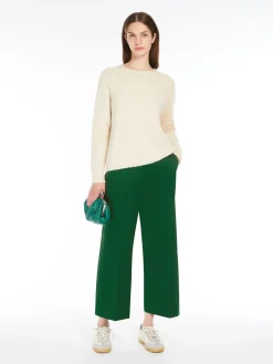 Cotton satin cropped trousers