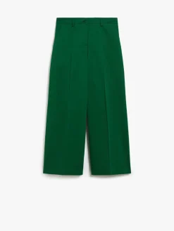 Cotton satin cropped trousers