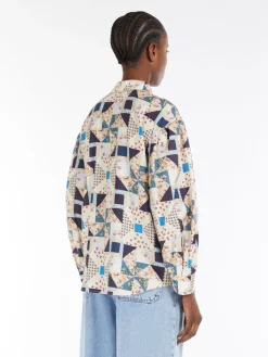 Cotton satin patchwork shirt