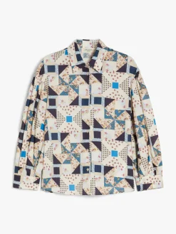 Cotton satin patchwork shirt