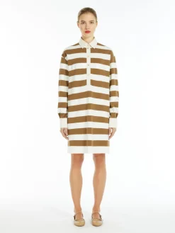 Cotton satin polo-style dress